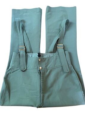 Roffe Vintage Green Wool Blend Overalls Skiwear.  Size S